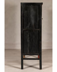 19th Century Qing Dynasty Red Lacquer Cabinet with Original Hand-Painted Scenes