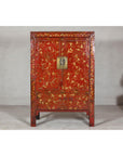 Antique Qing Dynasty Red Lacquer Cabinet with Gilt Decoration, 19th Century, SKU , image 2