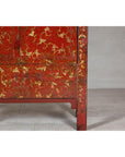Antique Qing Dynasty Red Lacquer Cabinet with Gilt Decoration, 19th Century, SKU , image 9