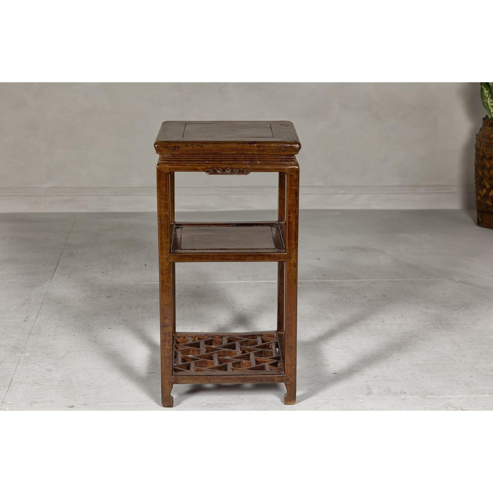 Three-Tiered Accent Table with Horse Hoof Feet