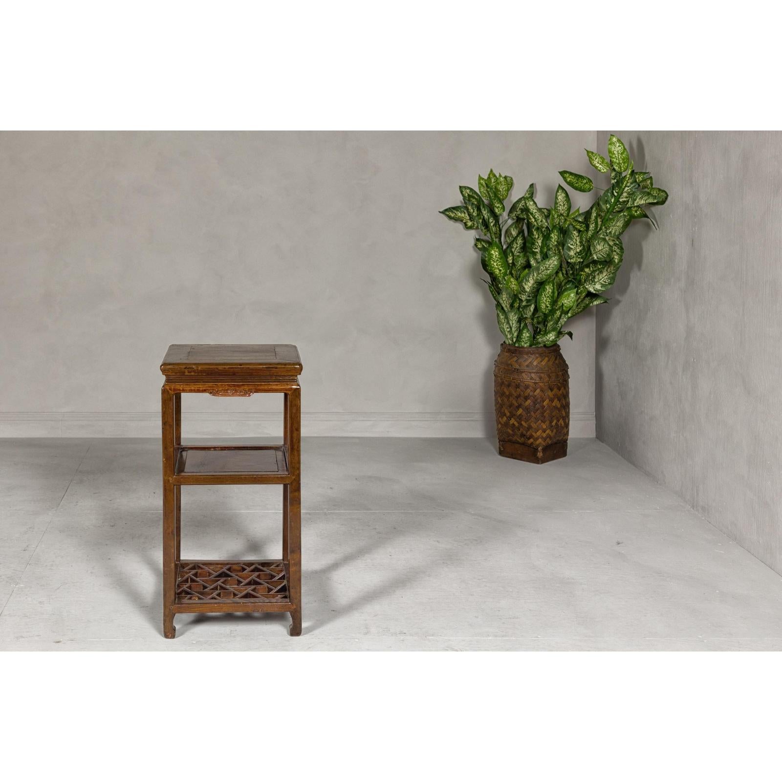 Three-Tiered Accent Table with Horse Hoof Feet