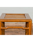 Antique Small Square Side Table with Rattan Insert and Humpback Stretcher-7. Asian & Chinese Furniture, Art, Antiques, Vintage Home Décor for sale at FEA Home