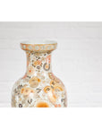 Vintage Japanese Kutani Style Vase with Flowers and Butterflies, Orange and Gold