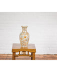 Vintage Japanese Kutani Style Vase with Flowers and Butterflies, Orange and Gold