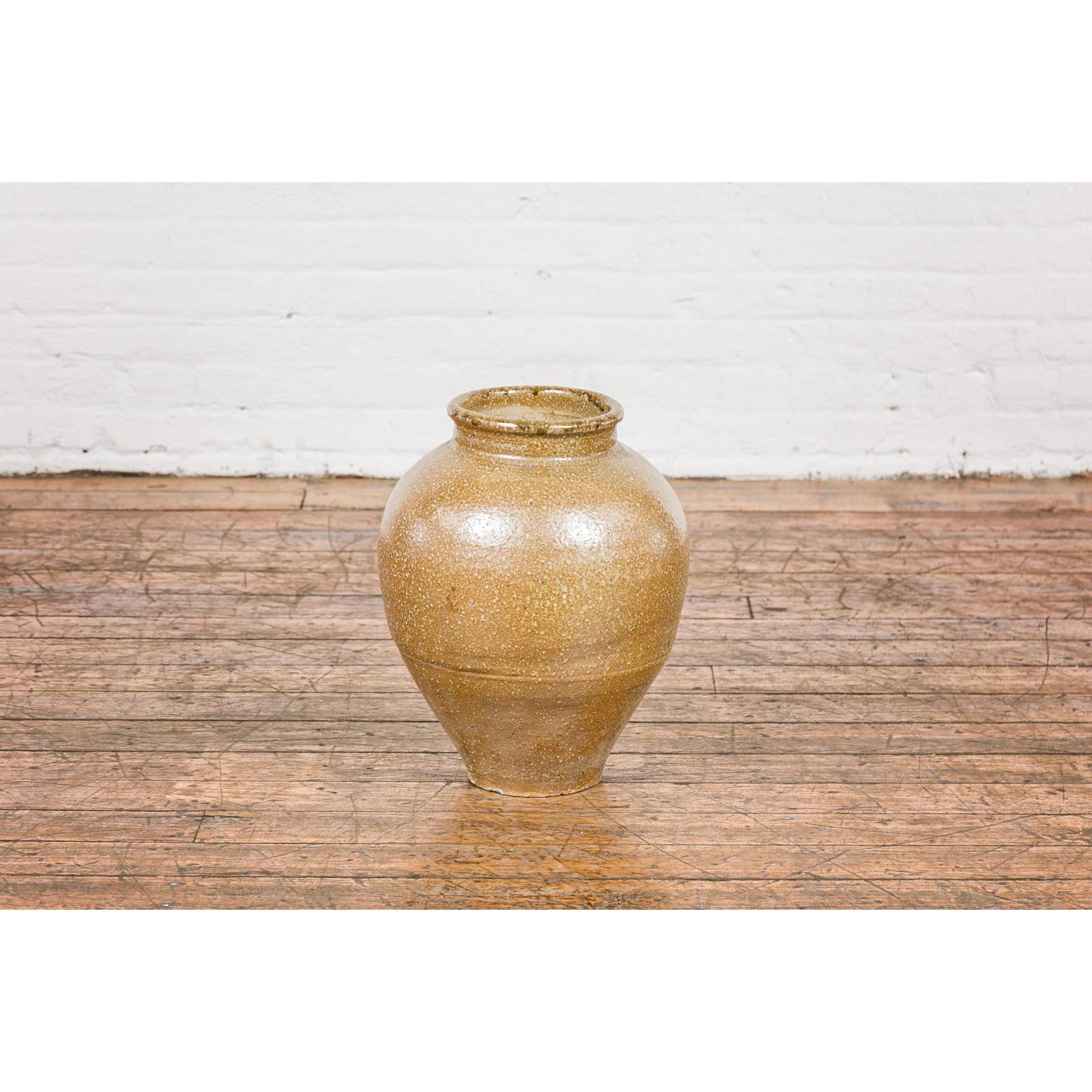 Taishō Period Two-Tone Sand Glaze Vase with Textured Finish