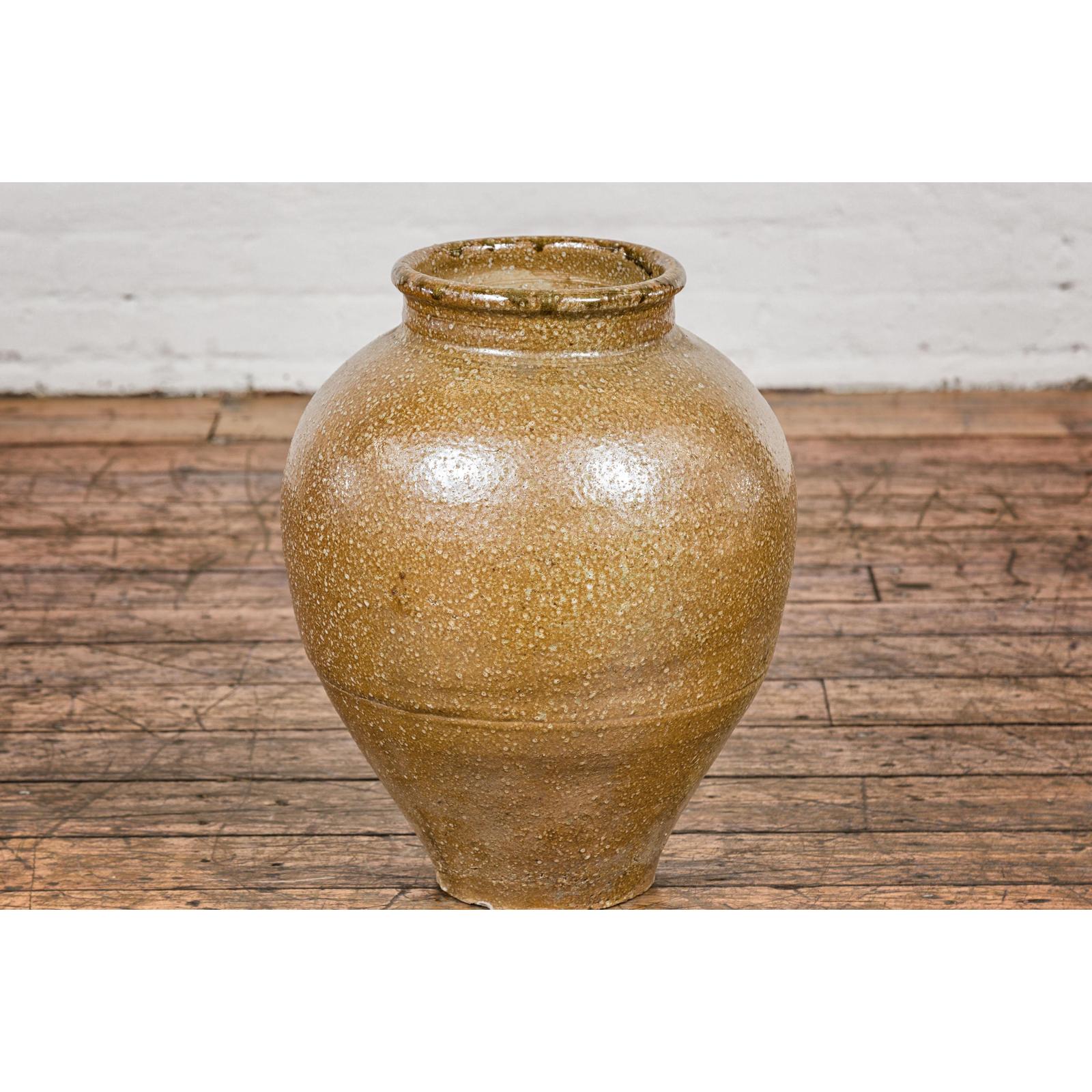 Taishō Period Two-Tone Sand Glaze Vase with Textured Finish