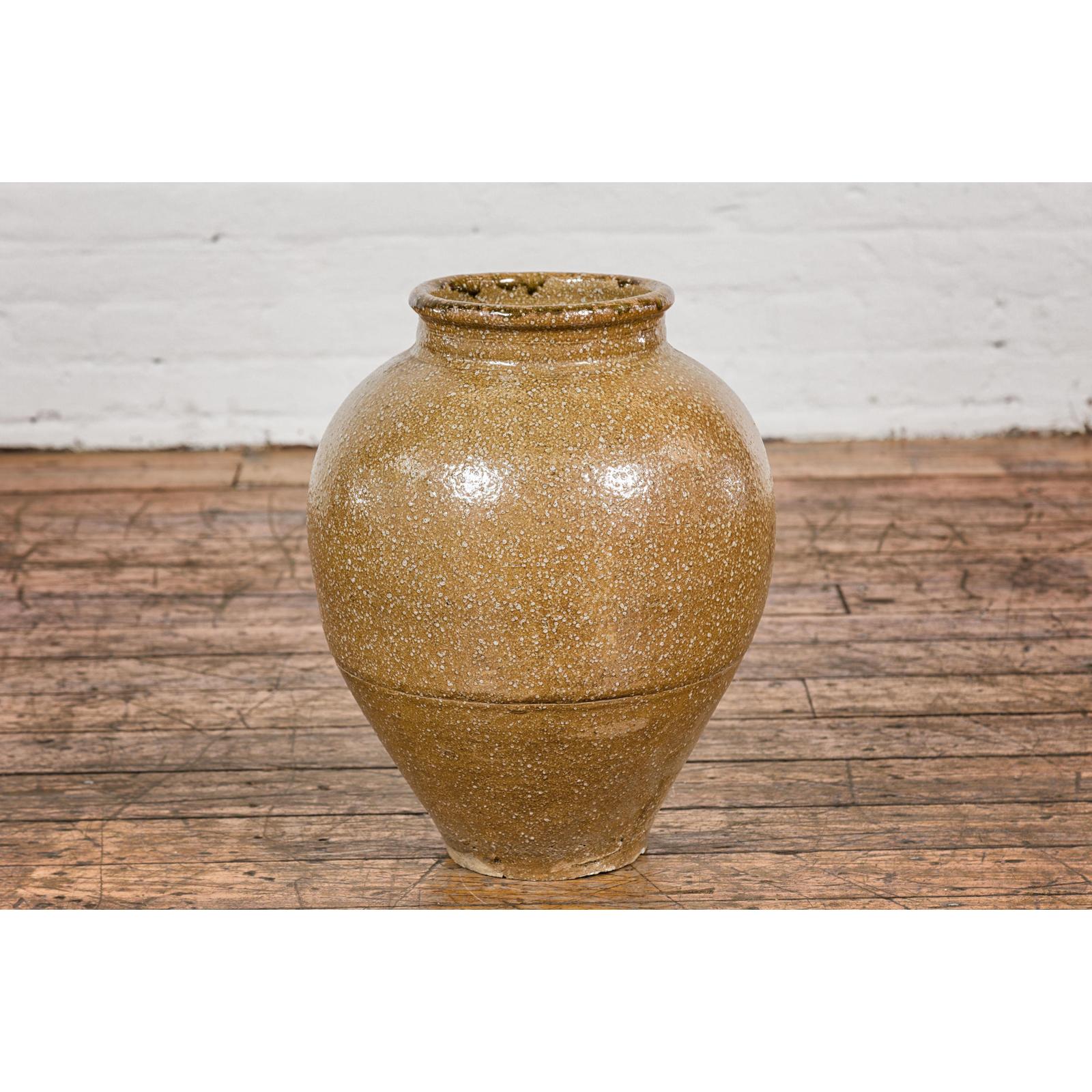 Taishō Period Two-Tone Sand Glaze Vase with Textured Finish