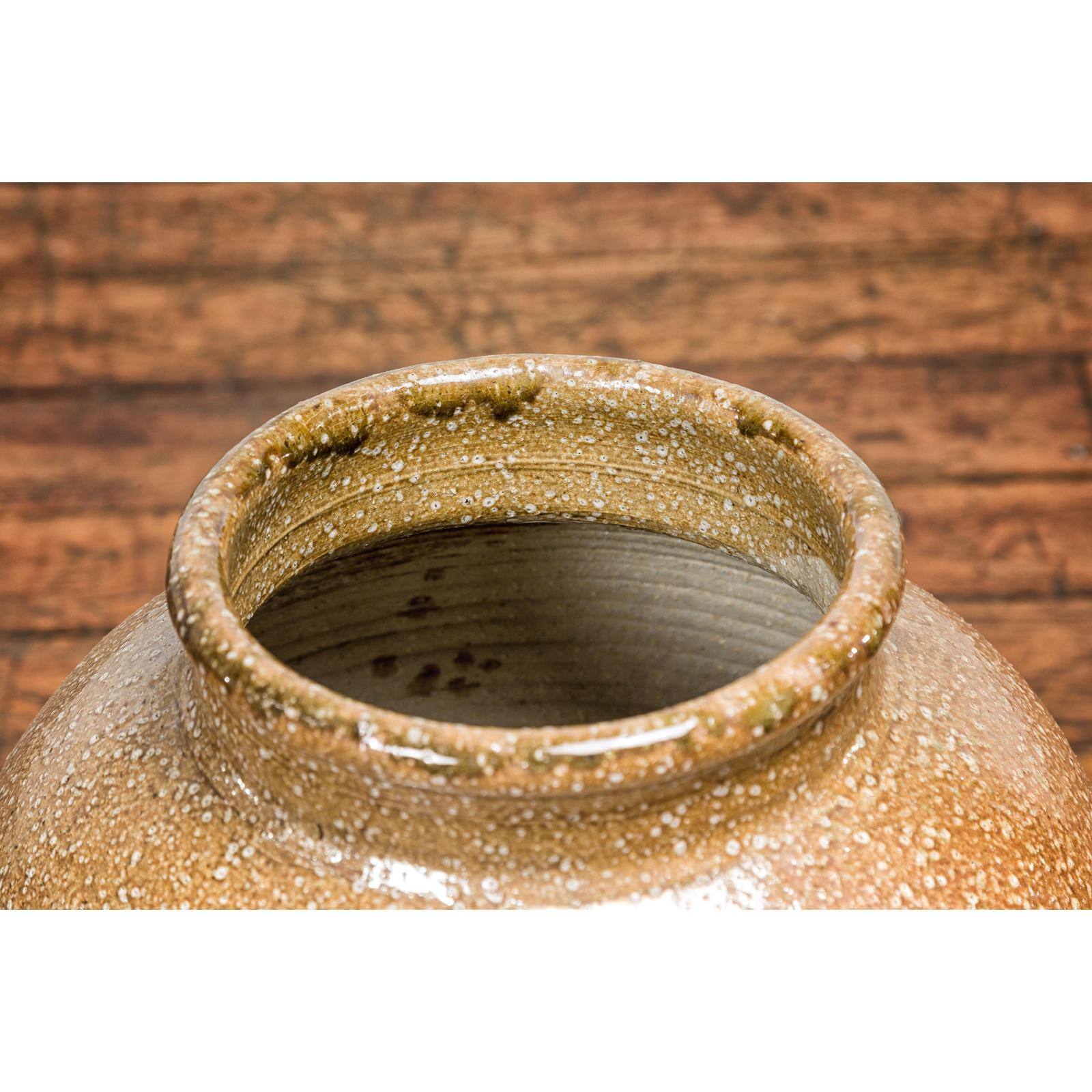Taishō Period Two-Tone Sand Glaze Vase with Textured Finish