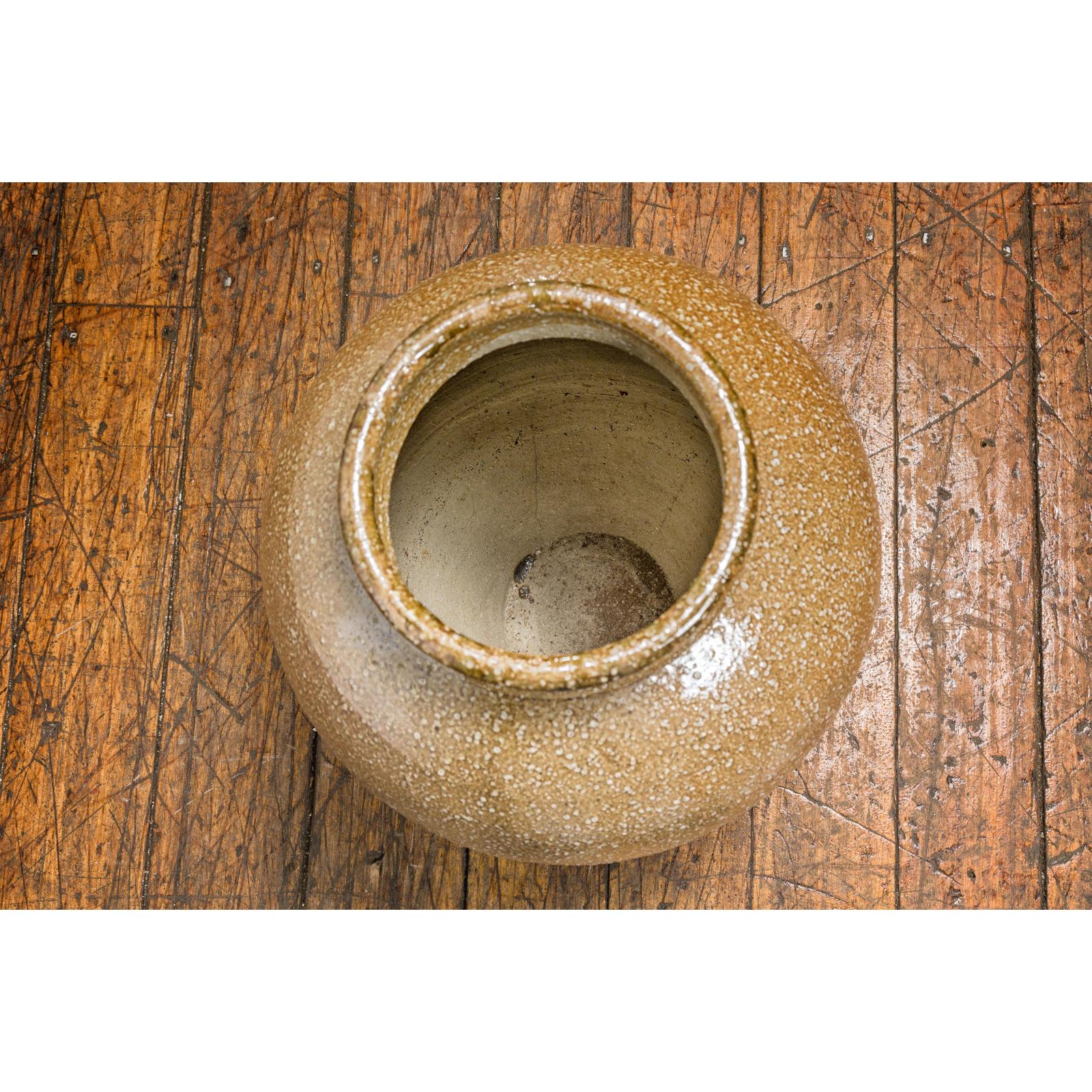 Taishō Period Two-Tone Sand Glaze Vase with Textured Finish