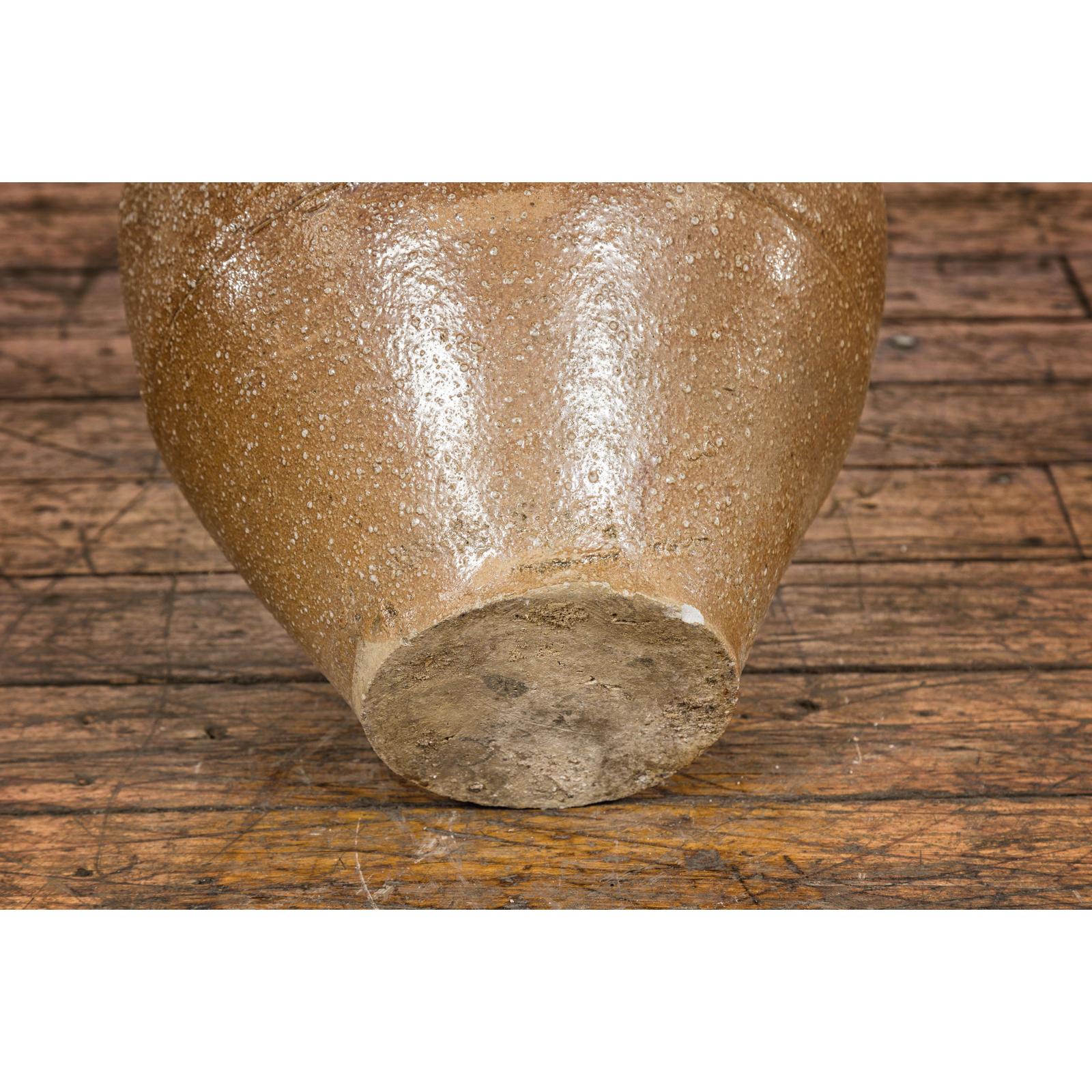 Taishō Period Two-Tone Sand Glaze Vase with Textured Finish