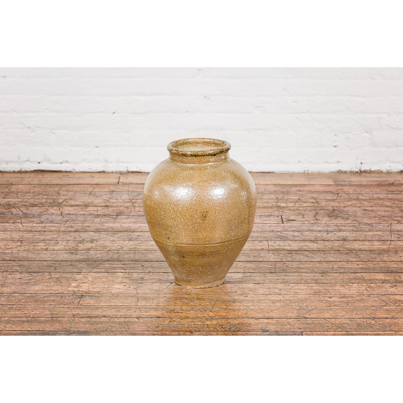 Taishō Period Two-Tone Sand Glaze Vase with Textured Finish
