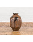Taishō 1900s Tamba Tachikui Brown Jar with Drip Glaze