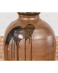 Taishō 1900s Tamba Tachikui Brown Jar with Drip Glaze