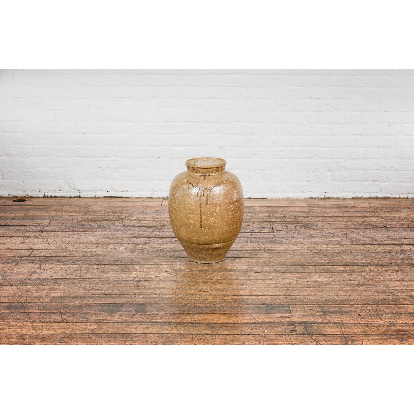 Taishō Period Sand Glaze Vase with Dripping Finish, circa 1900