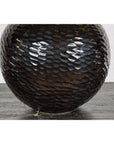 Bulb Shaped Black Vase with Honeycomb Pattern