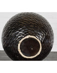 Bulb Shaped Black Vase with Honeycomb Pattern