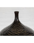 Bulb Shaped Black Vase with Honeycomb Pattern