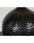 Bulb Shaped Black Vase with Honeycomb Pattern