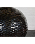 Bulb Shaped Black Vase with Honeycomb Pattern