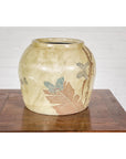Antique Mustard Glazed Ceramic Planter with Butterfly Decor