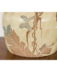 Antique Mustard Glazed Ceramic Planter with Butterfly Decor