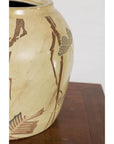 Antique Mustard Glazed Ceramic Planter with Butterfly Decor