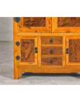 Late Qing Dynasty Two-Tone Burl Wood and Elmwood Compound Cabinet