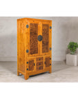 Late Qing Dynasty Two-Tone Burl Wood and Elmwood Compound Cabinet