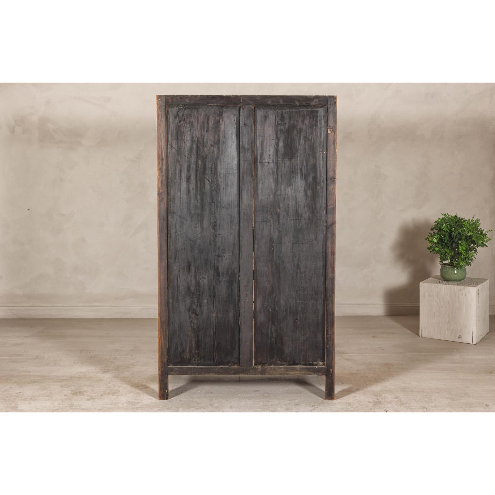 Late Qing Dynasty Two-Tone Burl Wood and Elmwood Compound Cabinet