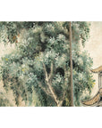 Hand-Painted Four-Panel Screen with Garden Pavilion and Peony Motifs