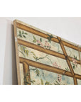 Hand-Painted Four-Panel Screen with Garden Pavilion and Peony Motifs