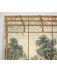 Hand-Painted Four-Panel Screen with Garden Pavilion and Peony Motifs