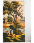 Hand-Painted Folding Screen with Romantic European Countryside and Architecture