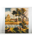 Hand-Painted Folding Screen with Romantic European Countryside and Architecture