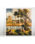 Hand-Painted Folding Screen with Romantic European Countryside and Architecture