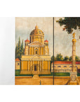 Hand-Painted Folding Screen with Romantic European Countryside and Architecture