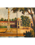 Hand-Painted Folding Screen with Romantic European Countryside and Architecture