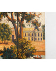 Hand-Painted Folding Screen with Romantic European Countryside and Architecture