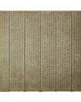 Gold six-panel screen divider with hand-painted Chinese calligraphy, vintage style, full front view.