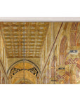 Renaissance-Inspired 4-Panel Gilded Screen with Raised Architectural Design