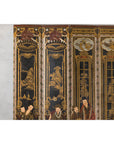 Late Qing Lacquered Six-Panel Screen with Gilded Figures and Scenic Motifs