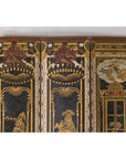 Late Qing Lacquered Six-Panel Screen with Gilded Figures and Scenic Motifs