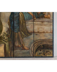 Classical 4-Panel Scalloped Screen with Hand-Painted Maidens and Coastal Scene