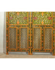 Mid-Century Fretwork Screen with Hand-Painted Details and Bold Colors