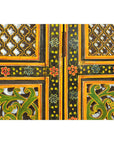 Mid-Century Fretwork Screen with Hand-Painted Details and Bold Colors
