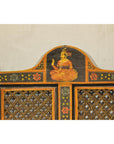 Mid-Century Fretwork Screen with Hand-Painted Details and Bold Colors