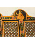 Mid-Century Fretwork Screen with Hand-Painted Details and Bold Colors