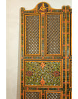 Mid-Century Fretwork Screen with Hand-Painted Details and Bold Colors
