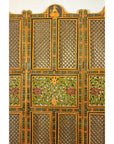 Mid-Century Fretwork Screen with Hand-Painted Details and Bold Colors