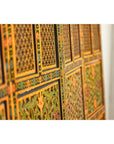 Mid-Century Fretwork Screen with Hand-Painted Details and Bold Colors